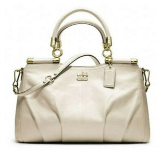 Coach Handbags - Coach Madison Carrie Leather Satchel - Parchment - NWT!